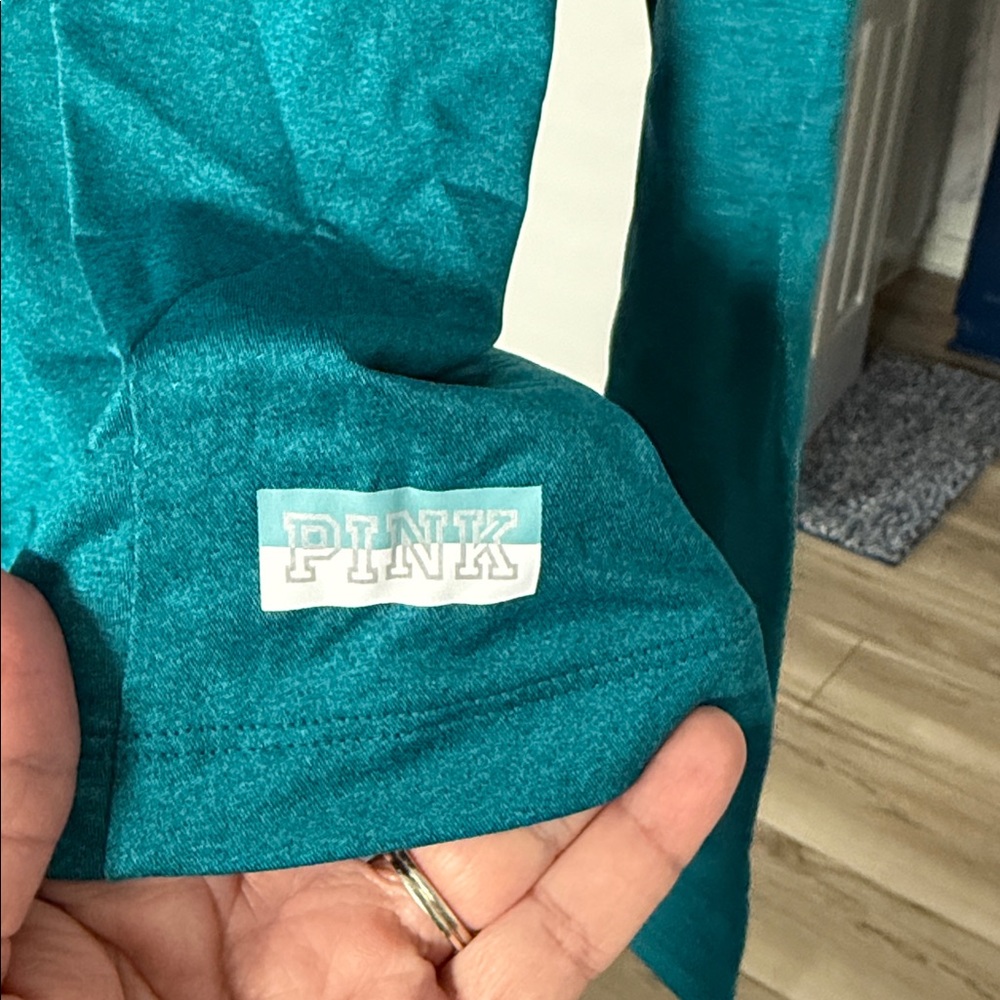 PINK Victoria's Secret Teal Top with White Logo - Picture 2 of 5